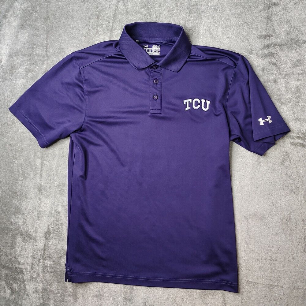 Under Armour Texas Christian University Horned Frogs Polo Shirt Men Large Purple